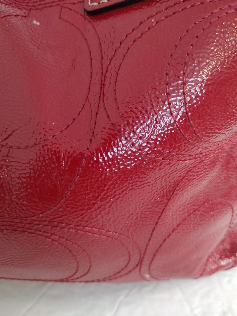 Vintage Y2K Coach Red Patent Leather Kiss Lock Carryall Tote Shoulder Bag F15658 - Picture 7 of 15